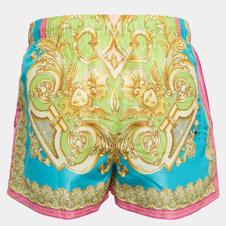 Versace Multicolor Golfo Barocco Print Nylon Swim Shorts M Versace