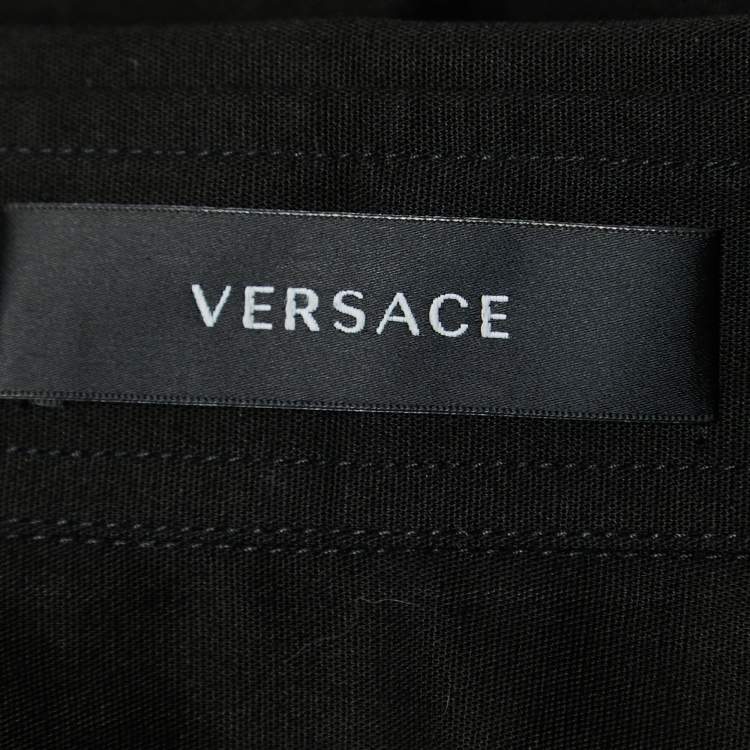 Pre Owned Versace Black Cotton Button Front Full Sleeve Shirt M