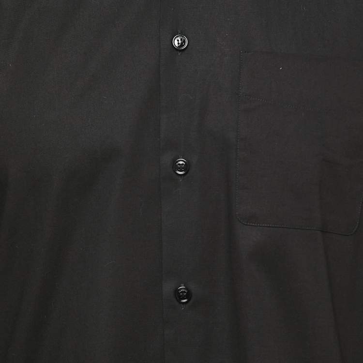 Pre Owned Versace Black Cotton Button Front Full Sleeve Shirt M