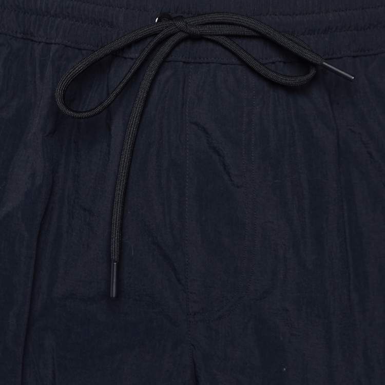 Pre Owned Versace Beachwear Black Nylon Logo Detail Swim Shorts XXL