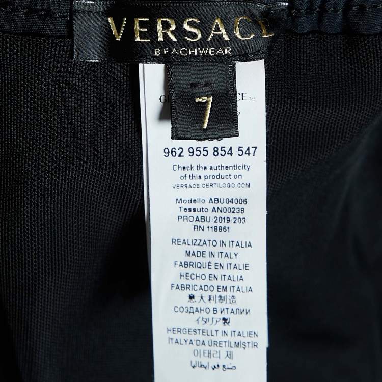 Pre Owned Versace Beachwear Black Nylon Logo Detail Swim Shorts XXL