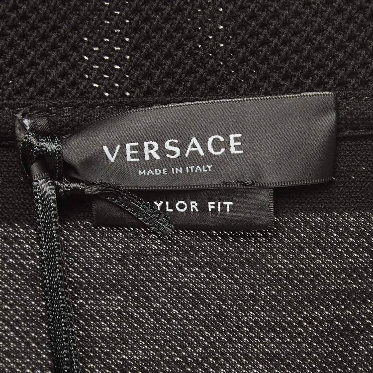 Pre Owned Versace Black Cotton Pique Logo Embroidered Polo T-Shirt XL