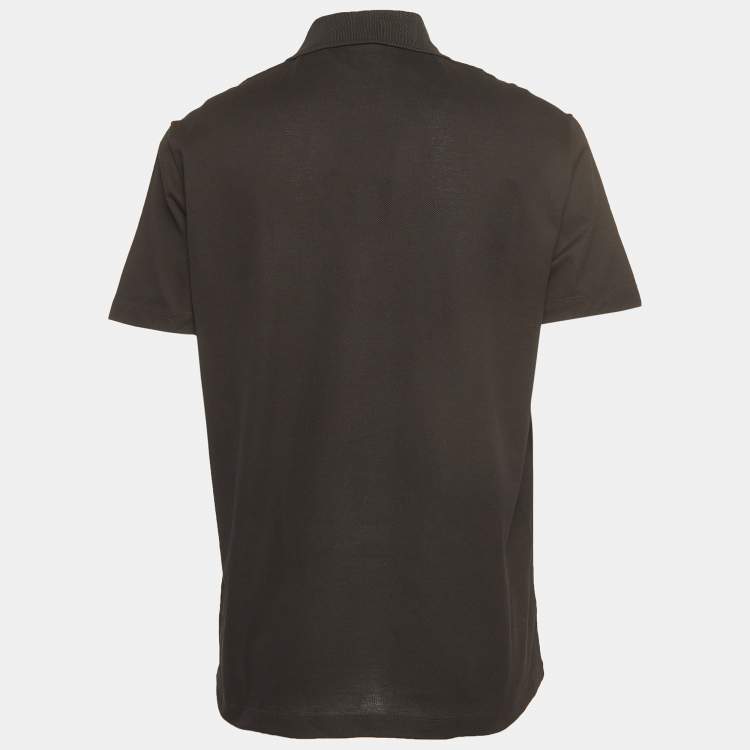 Pre Owned Versace Black Cotton Pique Logo Embroidered Polo T-Shirt XL