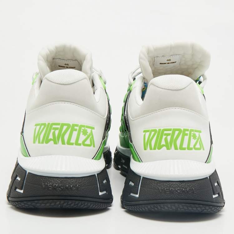 Pre Owned Versace Multicolor Leather and Canvas Trigreca Sneakers Size 46