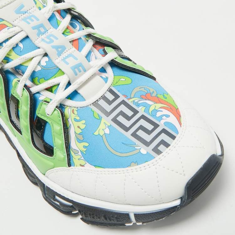Pre Owned Versace Multicolor Leather and Canvas Trigreca Sneakers Size 46