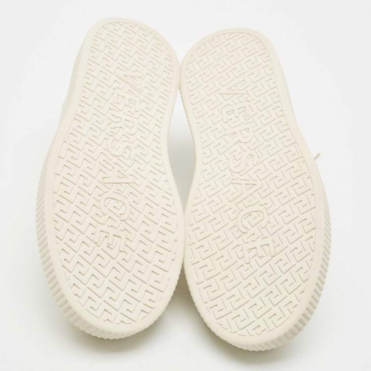 Pre Owned Versace Cream Leather Medusa Logo Low Top Sneakers Size 45