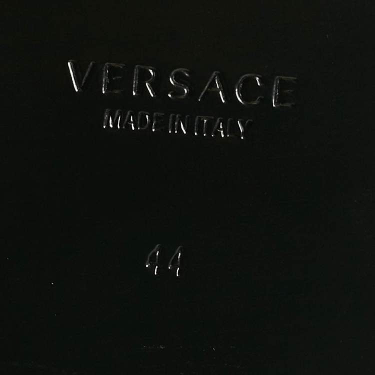 Pre Owned Versace Black Leather Square Toe Mules Size 44