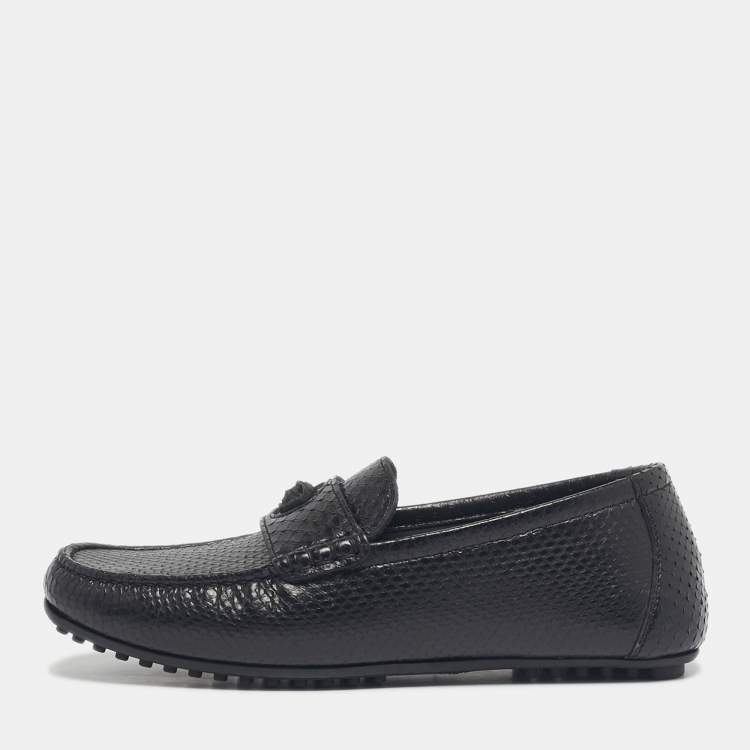Pre Owned Versace Black Snakeskin Leather Medusa Loafers Size 40