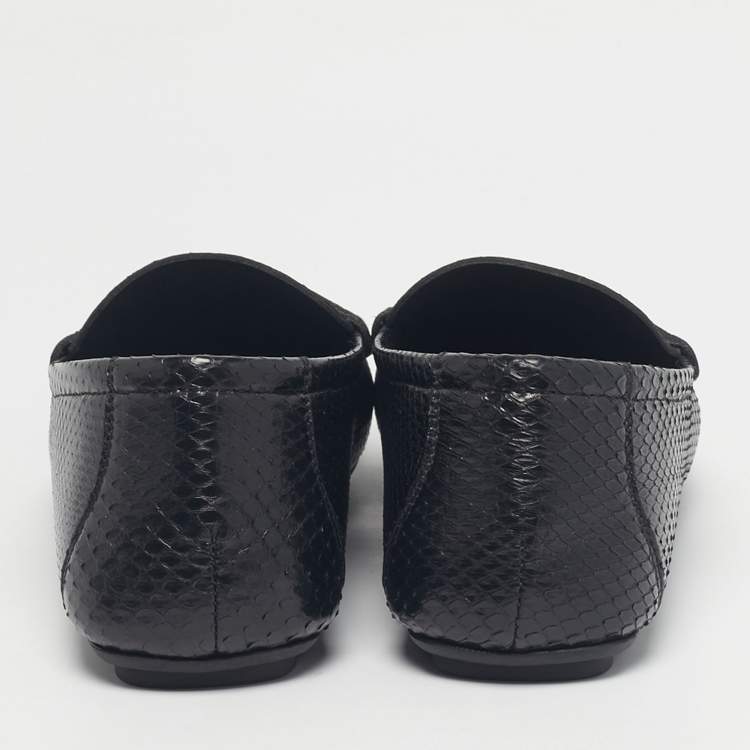 Pre Owned Versace Black Snakeskin Leather Medusa Loafers Size 40