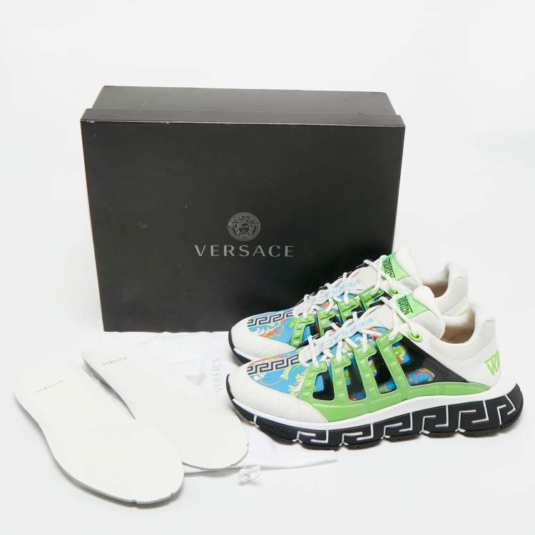 Pre Owned Versace Multicolor Canvas and Leather Trigreca Sneakers Size 46