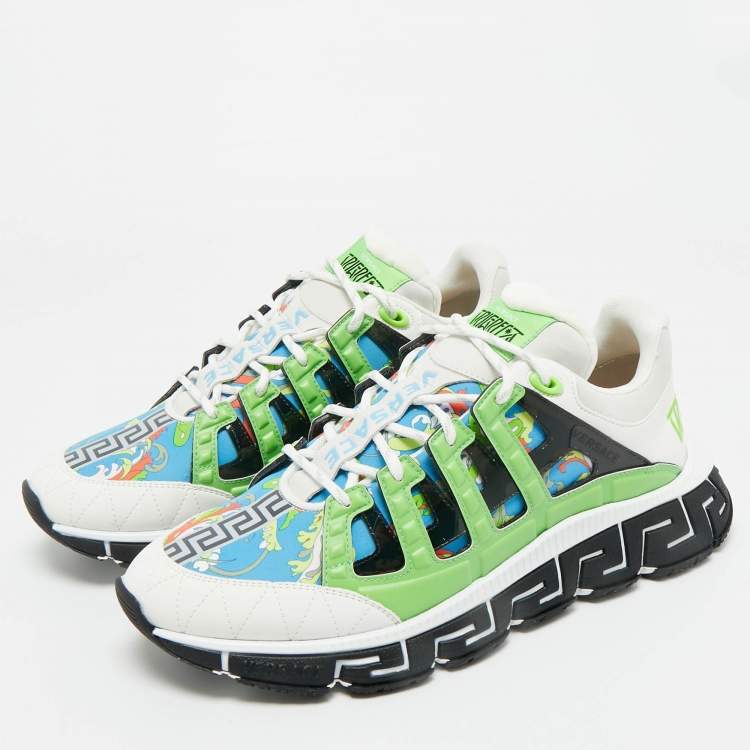 Pre Owned Versace Multicolor Canvas and Leather Trigreca Sneakers Size 46