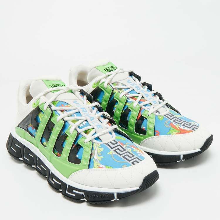 Pre Owned Versace Multicolor Canvas and Leather Trigreca Sneakers Size 46