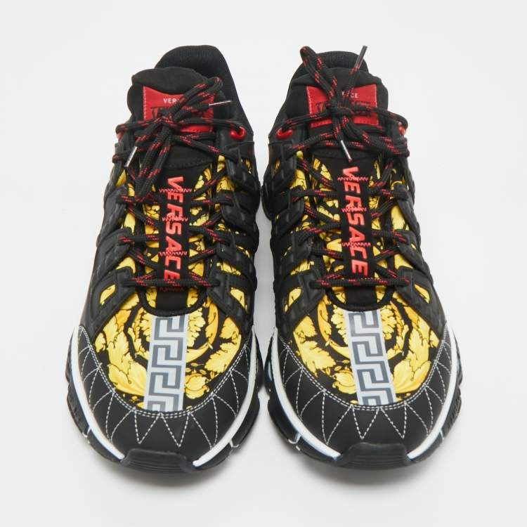 Pre Owned Versace Multicolor Canvas and Leather Trigreca Sneakers Size 46