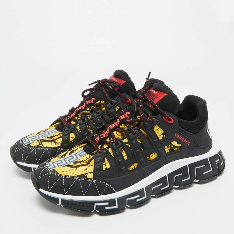 Pre Owned Versace Multicolor Canvas and Leather Trigreca Sneakers Size 46