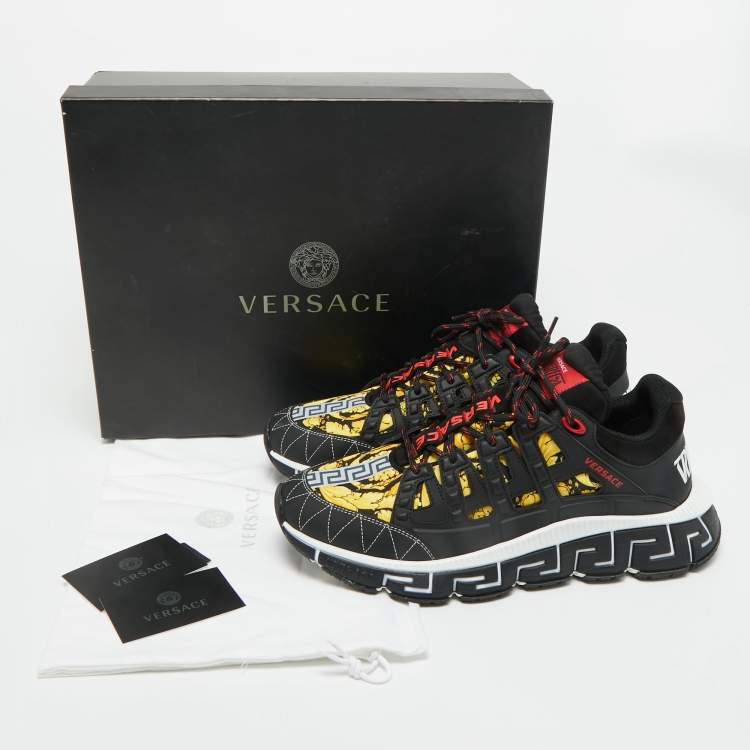 Pre Owned Versace Multicolor Canvas and Leather Trigreca Sneakers Size 46