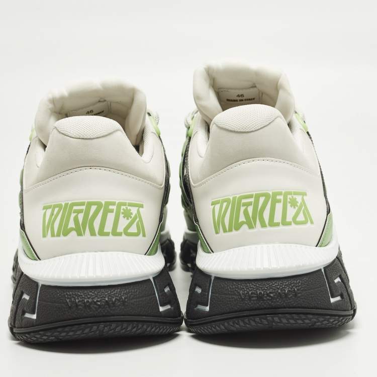 Pre Owned Versace Trigreca Size 46 Multicolor Canvas and Leather  Low Top Sneakers