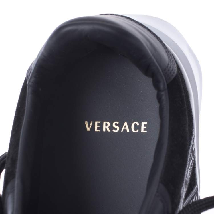 Pre Owned Versace Black Suede Leather And Rubber Medusa Lace Up Sneakers Size 42.5