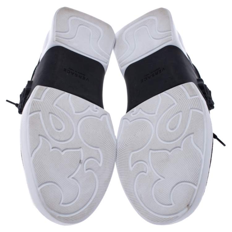 Pre Owned Versace Black Suede Leather And Rubber Medusa Lace Up Sneakers Size 42.5