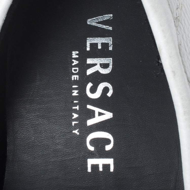 Pre Owned Versace White Leather Medusa Detail Slip On Loafers Size 41