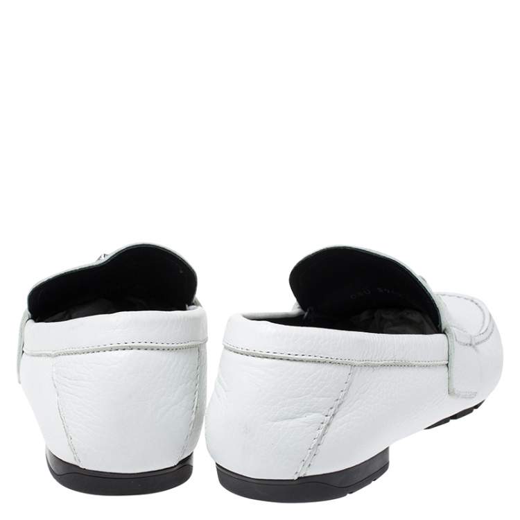 Pre Owned Versace White Leather Medusa Detail Slip On Loafers Size 41