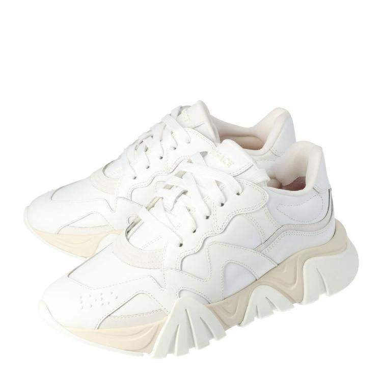 Pre Owned Versace White Leather Squalo Platform Sneakers Size  40