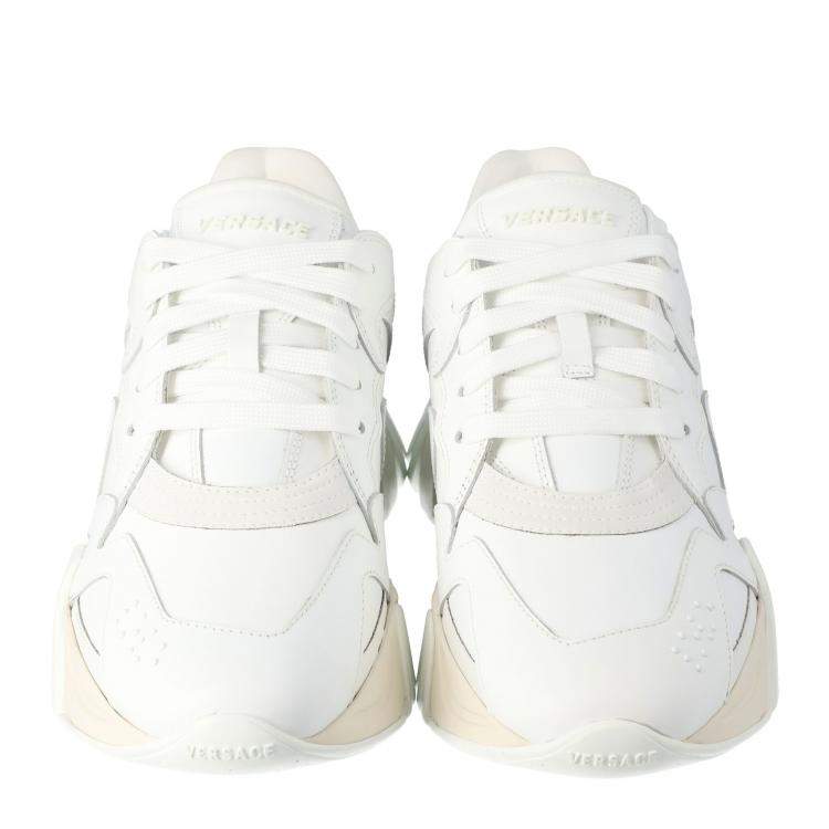Pre Owned Versace White Leather Squalo Platform Sneakers Size  40
