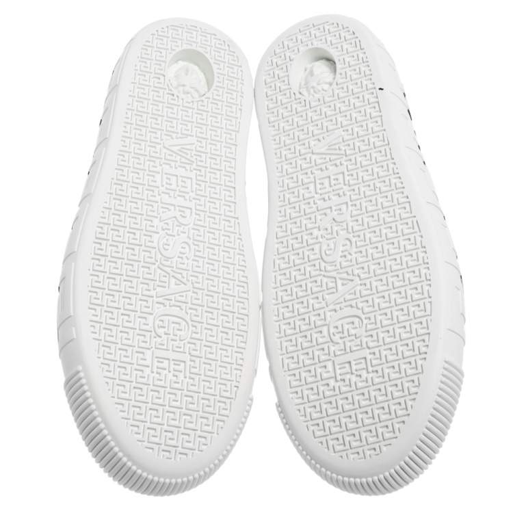 Pre Owned Versace White Leather Greca Lace Up  Sneakers Size 44