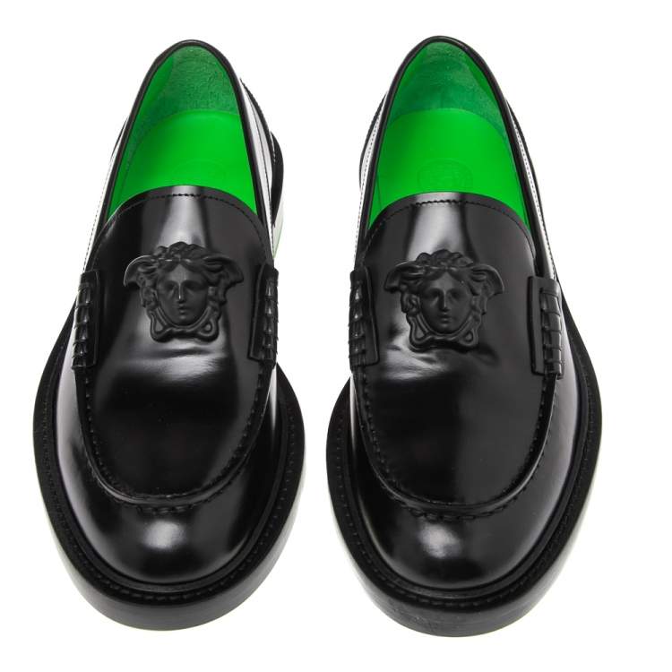 Pre Owned Versace Black Leather Slip On  Medusa Loafers Size 40