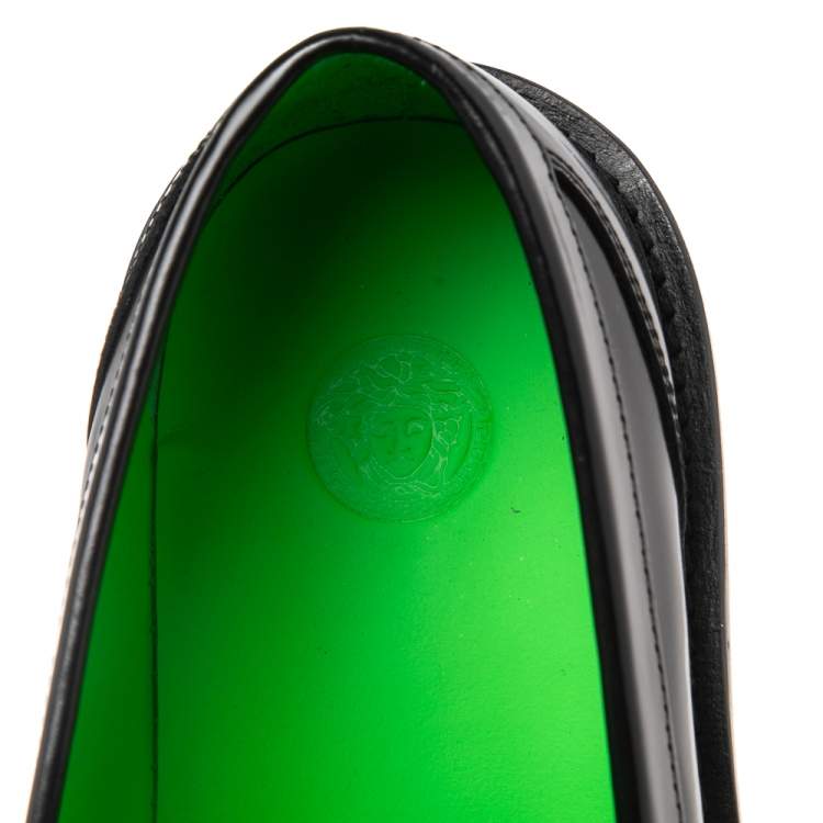 Pre Owned Versace Black Leather Slip On  Medusa Loafers Size 40