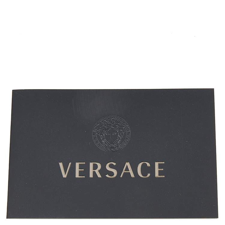 Pre Owned Versace Light Gold/Black Leather and Suede High Top Sneakers Size 45
