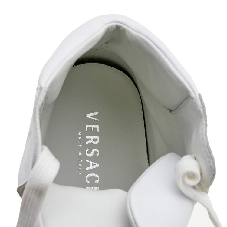 Pre Owned Versace White Leather Medusa High Top Sneakers Size 43
