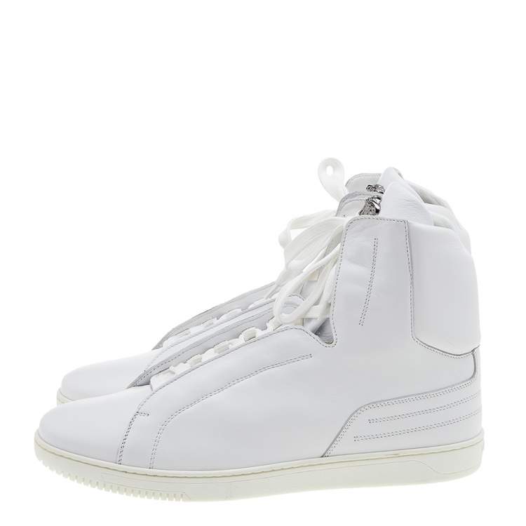 Pre Owned Versace White Leather Medusa High Top Sneakers Size 43
