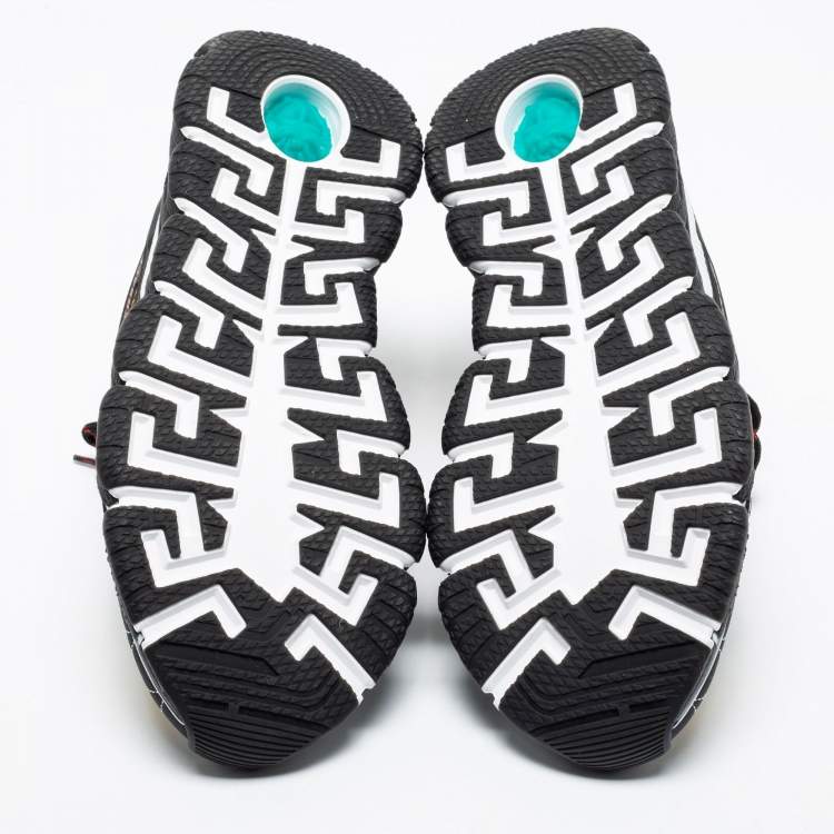Pre Owned Versace Multicolor Barocco Print Nylon and Rubber Trigreca Low Top Sneakers Size 43