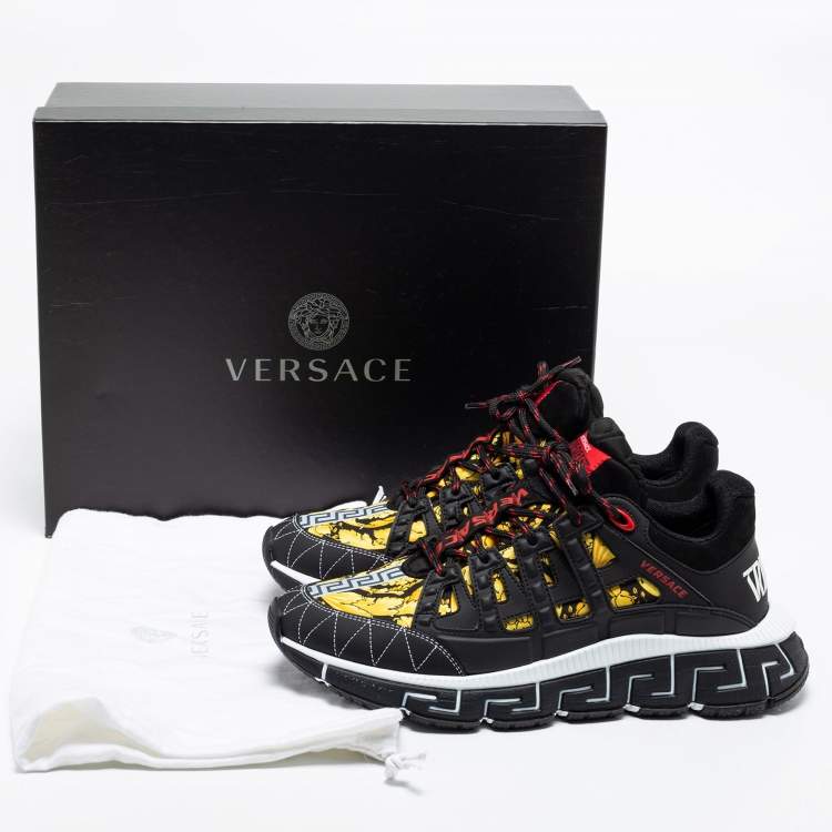 Pre Owned Versace Multicolor Barocco Print Nylon and Rubber Trigreca Low Top Sneakers Size 43