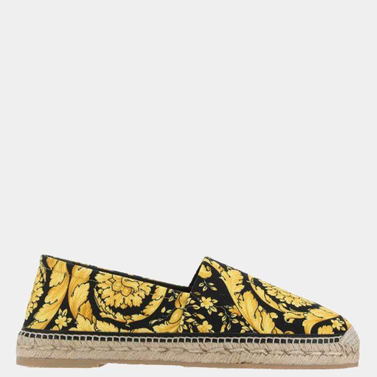 Pre Owned Versace yellow/Black Baroque print Espadrillas Size EU 44