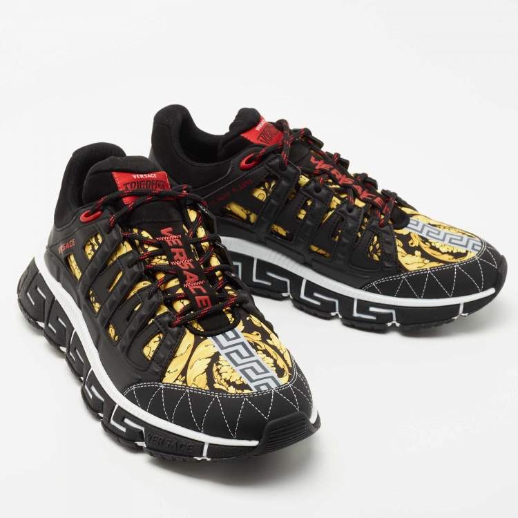 Pre Owned Versace Multicolor Barocco Print Nylon and Rubber Trigreca Low Top Sneakers Size 44