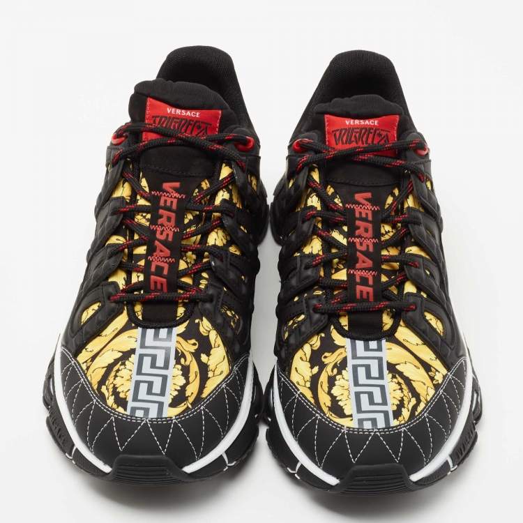 Pre Owned Versace Multicolor Barocco Print Nylon and Rubber Trigreca Low Top Sneakers Size 44