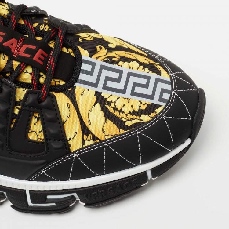 Pre Owned Versace Multicolor Barocco Print Nylon and Rubber Trigreca Low Top Sneakers Size 44