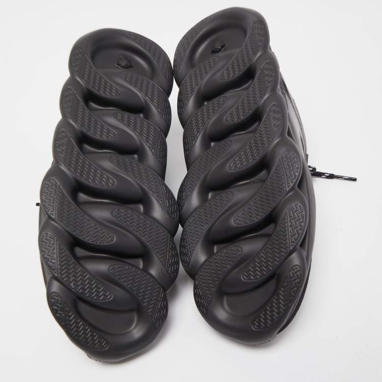 Pre Owned Versace Black Mesh And Leather Chain Reaction Sneakers Size 39