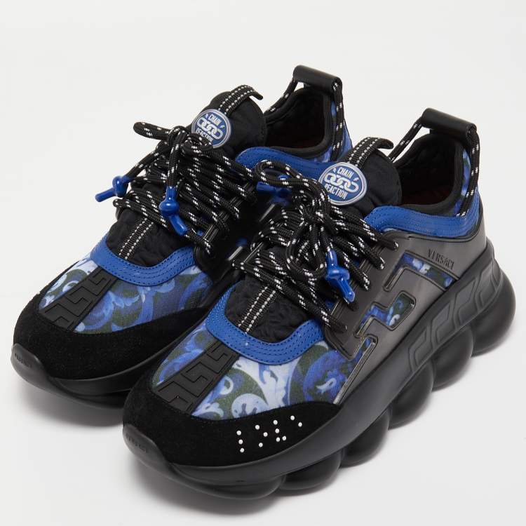 Versace Black & Blue Chain Reaction Sneakers