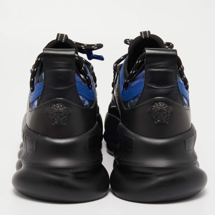 Pre Owned Versace Multicolor Baroque Print Mesh And Rubber Chain Reaction Sneakers Size 42
