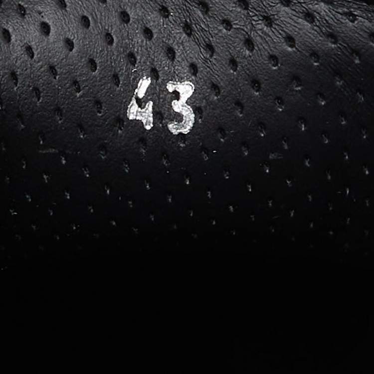 Pre Owned Versace Black/White Printed Leather Slip On Sneakers Size 43