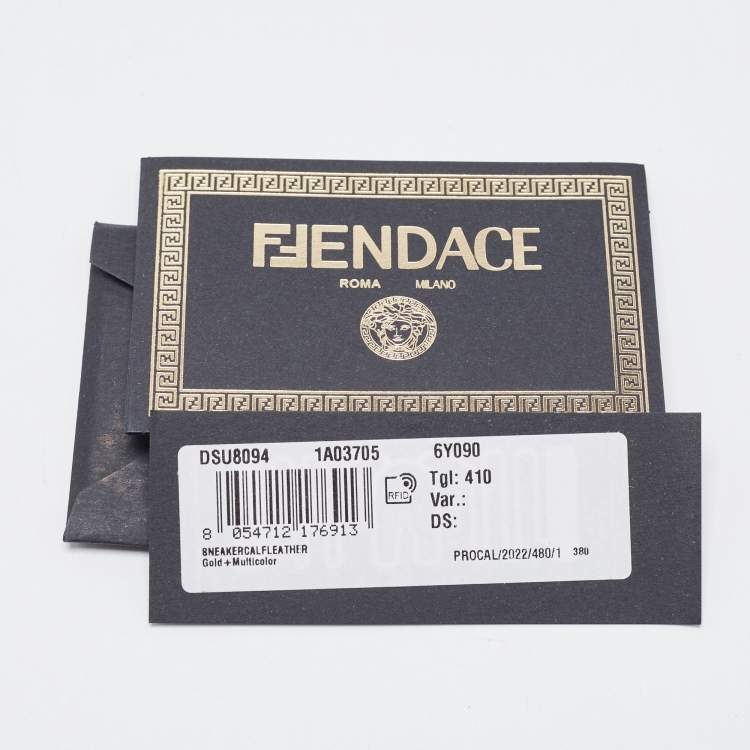 Pre Owned Versace x Fendi Fendace Multicolor Leather and Canvas Trigreca Sneakers Size 41