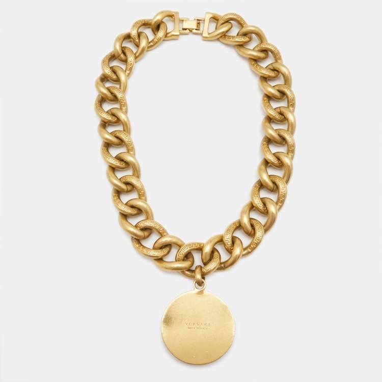 Pre Owned Versace Icon Medusa Gold Tone Necklace