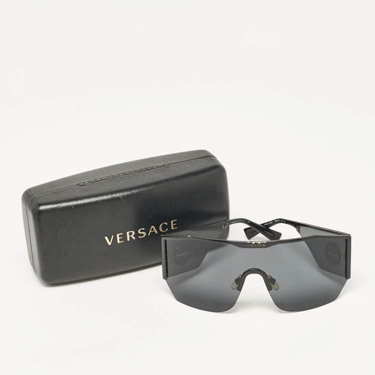 Pre Owned Versace Black MOD. 2220 Medusa Shield Sunglasses