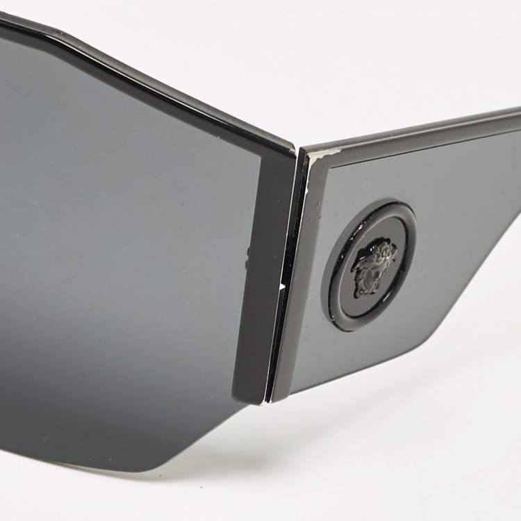 Pre Owned Versace Black MOD. 2220 Medusa Shield Sunglasses