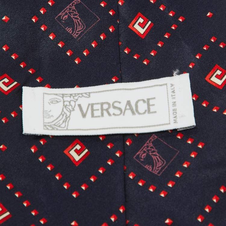 Pre Owned Versace Blue/Red Printed Silk Tie
