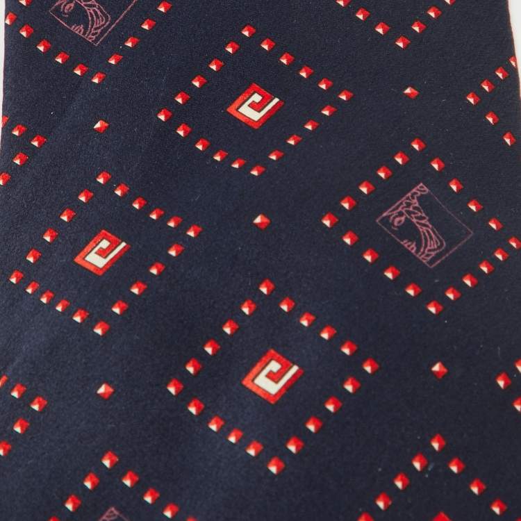 Pre Owned Versace Blue/Red Printed Silk Tie