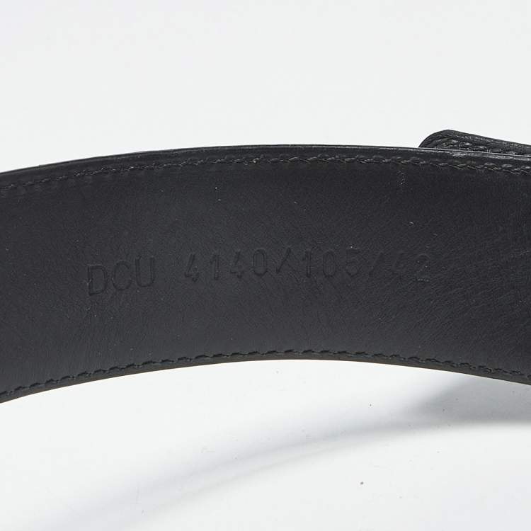 Pre Owned Versace Black Leather La Medusa Buckle Belt 105 CM