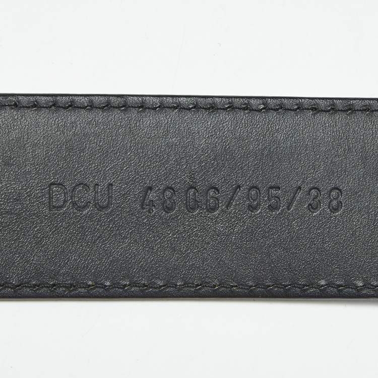 Pre Owned Versace Black Leather Medussa Head Buckle Belt 95 CM